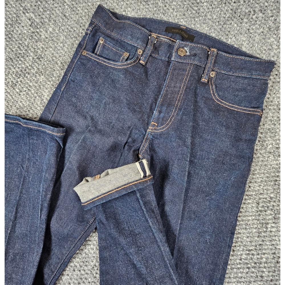 Uniqlo Selvedge Slim Fit Red Line Jeans Indigo Blue Stretch‎ Denim Mens 29x32